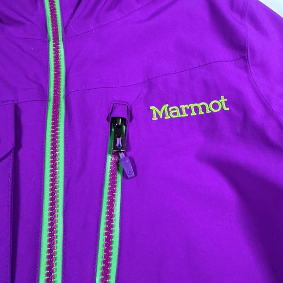 Marmot Women's Ski Jacket Purple Green Waterproof Hooded Snowboard Coat Small - Picture 4 of 8